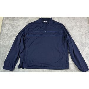 Emerge Men's XXL Blue Nylon Windbreaker Quarter Zip Pullover Jacket Athletic
